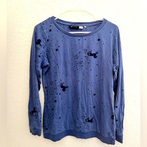 Blue casual shirt with unicorn print